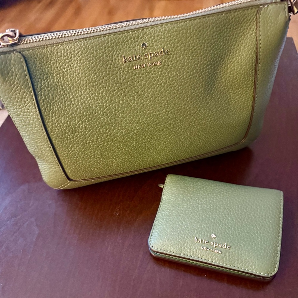 Kate Spade Light Green Shoulder Bag and Wallet